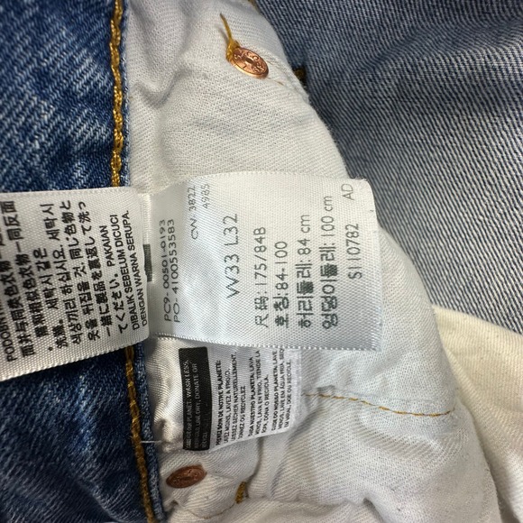 Levis 501 Original Straight Leg Jeans Mens 33x32 Blue Button Fly - Picture 9 of 11